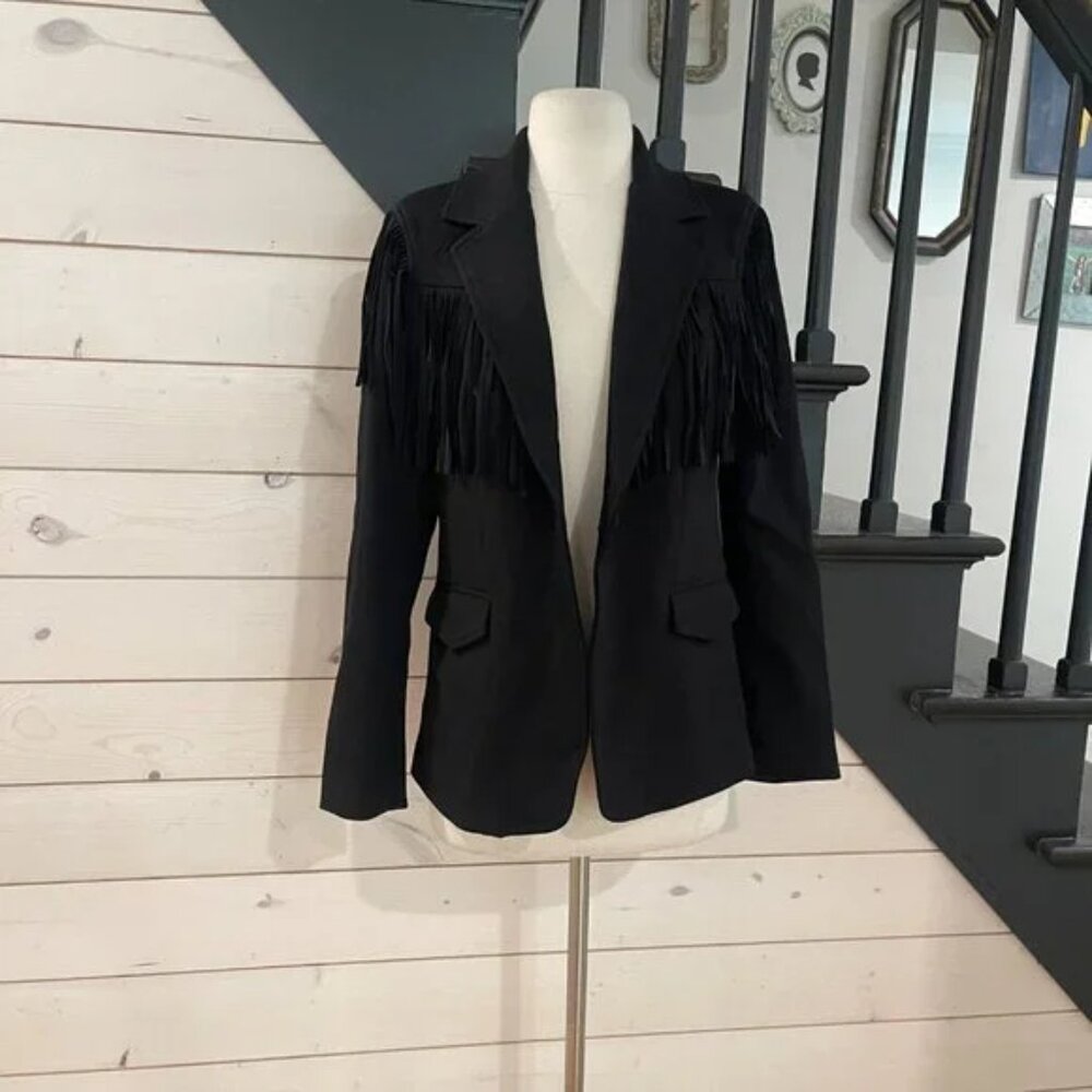 BLANK NYC Fringe Trim Ponte Blazer in Show Stopper NWT Size XS - Picture 6 of 8
